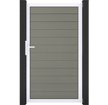 Zahradní branka s dřevěnými panely a kovovým rámem