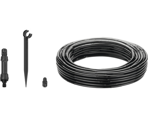 Zahradní hadice, držák, spojka a koncovka pro zavlažovací systém