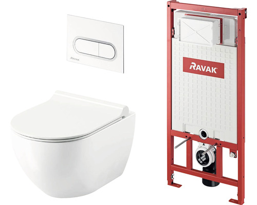 Závěsné WC set se záchodovým prkénkem RAVAK Chrome bez splachovacího kruhu bílá X01736