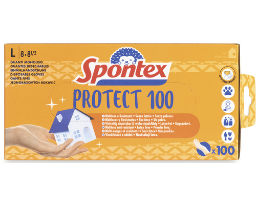 Spontex Protect 100 jednorázové rukavice, velikost L, bez latexu a bez pudru