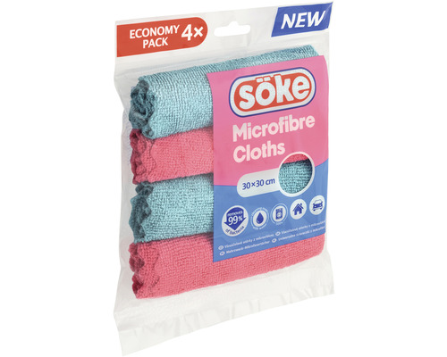 Söke Utěrky z mikrovlákna, balení 4 kusů, 30x30 cm