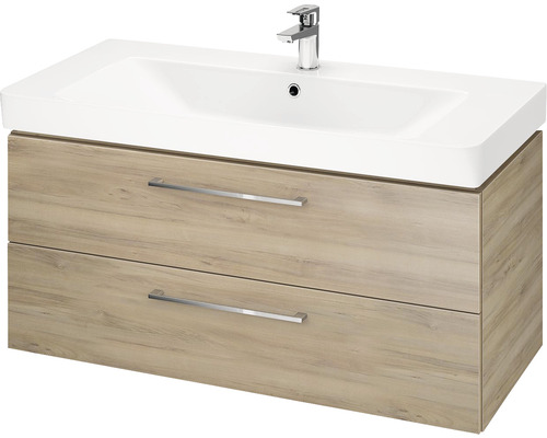 Koupelnová skříňka s umyvadlem Cersanit Lara Mille ořech 99,4 x 46 x 44,7 cm Skříňka pod umyvadlo se dvěma zásuvkami, umyvadlem a baterií