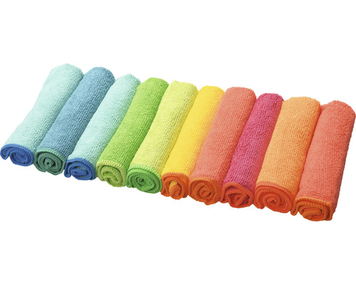 Víceúčelová utěrka Spontex Microfibre 8+2 zdarma Vícebarevné, srolované utěrky z mikrovlákna v řadě