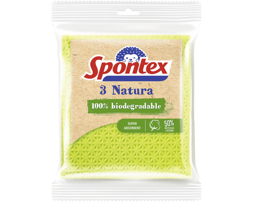 Spontex 3 Natura houbičky na nádobí, 100% biologicky odbouratelné