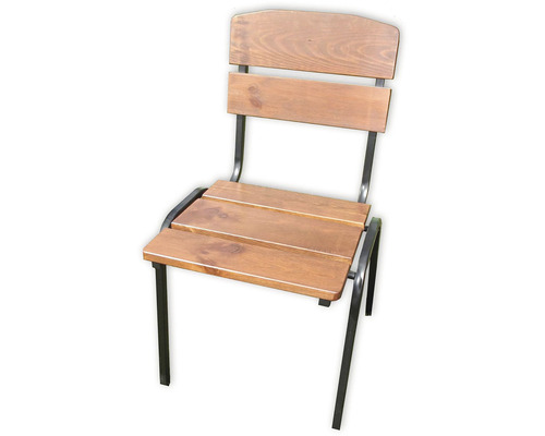Dřevěná židle s kovovým rámem