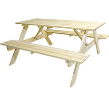 Zahradní sestava stůl s lavicemi dřevěná PIKNIK 160 cm přírodní-thumb-1