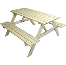 Zahradní sestava stůl s lavicemi dřevěná PIKNIK 160 cm přírodní-thumb-2