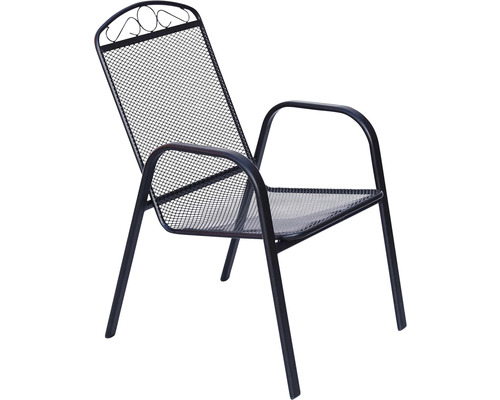 Kovové zahradní křeslo s područkami a síťovou strukturou