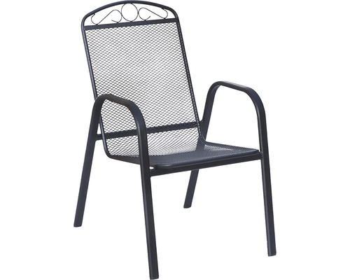 Kovová zahradní židle s područkami a síťovou strukturou