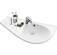 Keramické umyvadlo s vodovodní baterií a úložným prostorem do koupelny