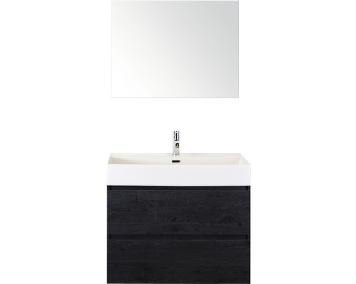 Koupelnový nábytkový set Sanox Maxx XL barva čela black oak ŠxVxH 81 x 170 x 45,5 cm s keramickým umyvadlem a zrcadlem