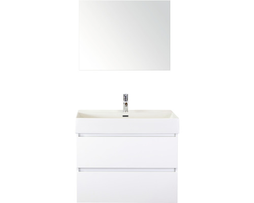 Koupelnový nábytkový set Maxx XL 80 cm s keramickým umyvadlem a zrcadlem bílá vysoce lesklá