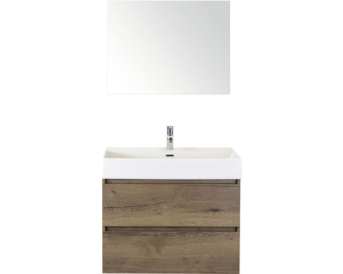 Koupelnový nábytkový set Maxx XL 80 cm s keramickým umyvadlem a zrcadlem Tabacco