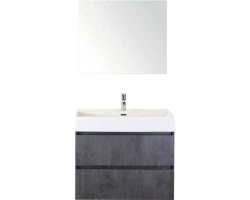 Koupelnový nábytkový set Maxx XL 80 cm s keramickým umyvadlem a zrcadlem beton antracitově šedá