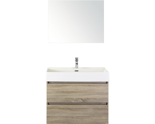 Koupelnový nábytkový set Maxx XL 80 cm s keramickým umyvadlem a zrcadlem dub šedý