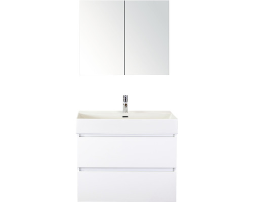 Koupelnový nábytkový set Maxx XL 80 cm s keramickým umyvadlem a zrcadlovou skříňkou bílá vysoce lesklá