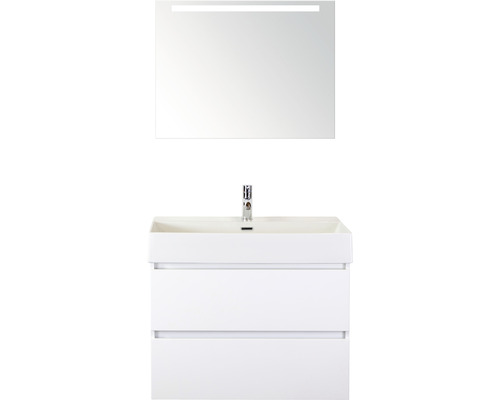Koupelnový nábytkový set Maxx XL 80 cm s keramickým umyvadlem a zrcadlem s LED osvětlením bílá vysoce lesklá