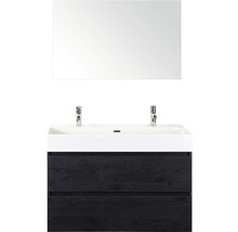 Koupelnový nábytkový set Sanox Maxx XL barva čela black oak ŠxVxH 101 x 170 x 45,5 cm s keramickým dvojitým umyvadlem a zrcadlem