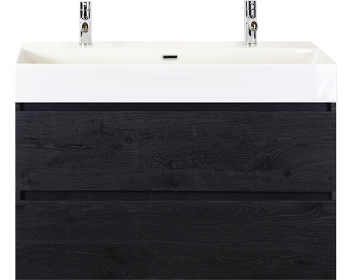 Koupelnový nábytkový set Sanox Maxx XL barva čela black oak ŠxVxH 101 x 170 x 45,5 cm s keramickým dvojitým umyvadlem