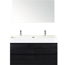Koupelnový nábytkový set Sanox Maxx XL barva čela black oak ŠxVxH 121 x 170 x 45,5 cm s keramickým dvojitým umyvadlem a zrcadlem