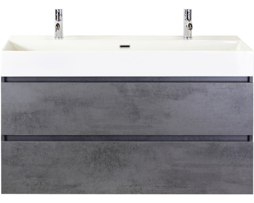 Koupelnový nábytkový set Maxx XL 120 cm s keramickým umyvadlem 2 otvory na kohouty beton antracitově šedá