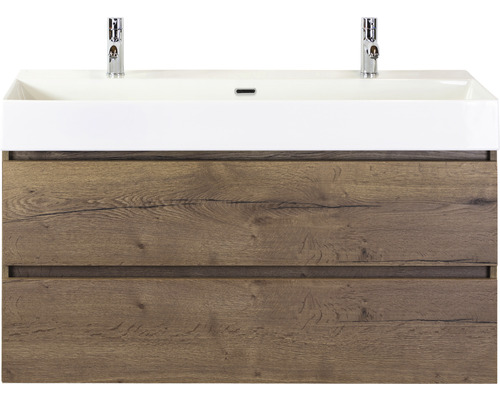 Koupelnový nábytkový set Maxx XL 120 cm s keramickým umyvadlem 2 otvory na kohouty Tabacco
