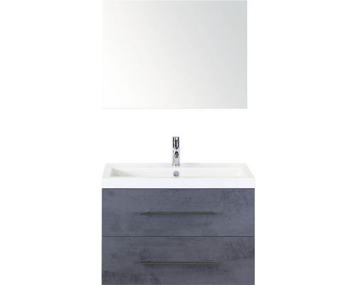 Koupelnový nábytkový set Sanox Straight barva čela beton antracitově šedá ŠxVxH 80 x 170 x 40 cm s umyvadlem z minerální litiny a zrcadlem