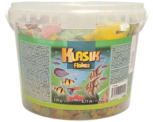 Vločkové krmivo pro akvarijní ryby Klasik 250 g 2,3 l Krmivo pro ryby Klasik Flakes v kbelíku, 250 gramů