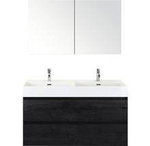 Koupelnový nábytkový set Sanox Maxx XL barva čela black oak ŠxVxH 121 x 170 x 45,5 cm s keramickým umyvadlem a zrcadlovou skříňkou