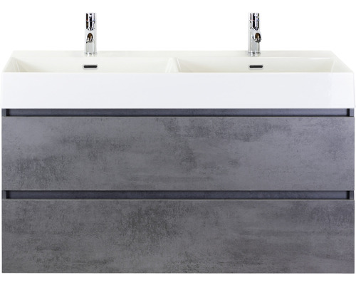 Koupelnový nábytkový set Maxx XL 120 cm s keramickým dvojitým umyvadlem Model 2 beton antracitově šedá