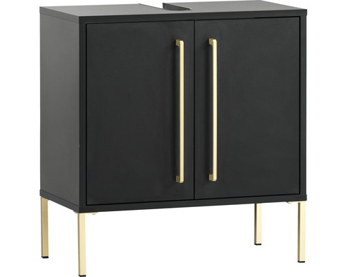 Skříňka pod umyvadlo se dvěma dvířky a kovovými úchyty a kovovými nohami