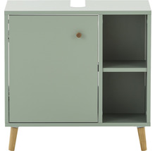 Skříňka pod umyvadlo s jedněmi dvířky, policí a dřevěnýma nohama