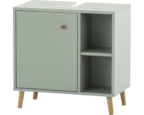 Skříňka pod umyvadlo s dvířky a dvěma otevřenými policemi