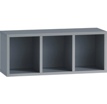 Šedá nástěnná police se třemi úložnými přihrádkami