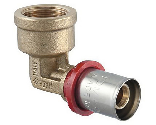 Mosazné koleno s lisovacím spojem pro sanitární použití