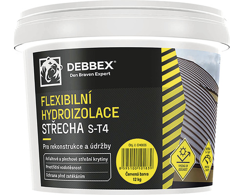 Flexibilní hydroizolace Debbex střecha S - T4 šedá 12kg Debbex flexibilní hydroizolace střechy v kbelíku, pro rekonstrukce a údržbu