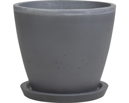 Šedý kamenný květináč s podšálkem