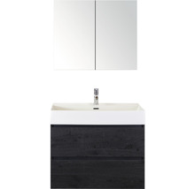 Koupelnový nábytkový set Sanox Maxx XL barva čela black oak ŠxVxH 81 x 170 x 45,5 cm s keramickým umyvadlem a zrcadlovou skříňkou