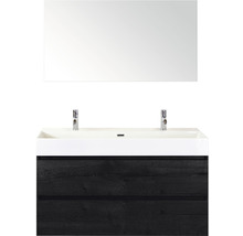 Koupelnový nábytkový set Sanox Maxx XL barva čela black oak ŠxVxH 121 x 170 x 45,5 cm s keramickým dvojitým umyvadlem a zrcadlem
