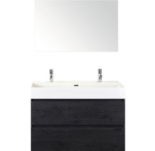 Koupelnový nábytkový set Sanox Maxx XL barva čela black oak ŠxVxH 101 x 170 x 45,5 cm s keramickým dvojitým umyvadlem a zrcadlem