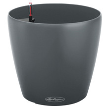 Tmavě šedý květináč s ukazatelem hladiny vody