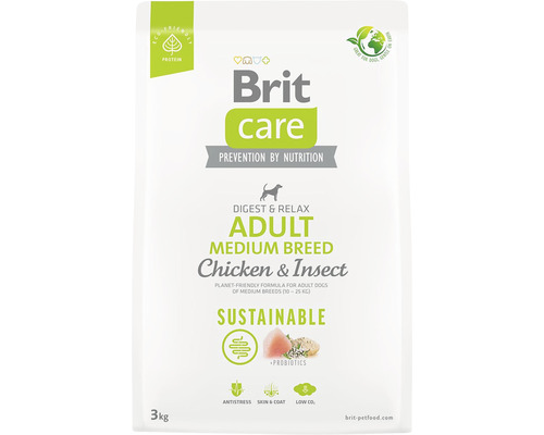 Brit Care Adult Medium Breed suché krmivo pro psy s kuřecím masem a hmyzem, 3 kg balení