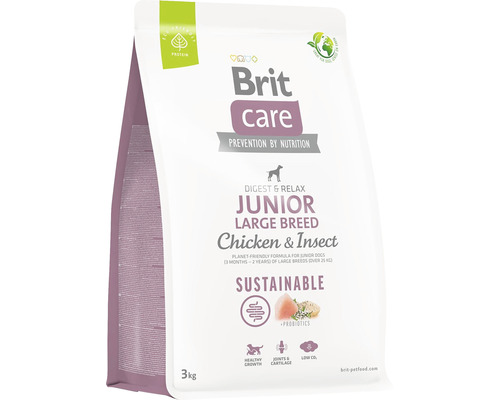 Brit Care Junior Large Breed krmivo pro psy s kuřecím masem a hmyzem v tříkilogramovém balení