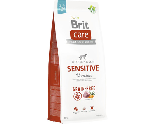 Granule pro psy Brit Care Dog Grain-free Sensitive 12 kg Brit Care Sensitive suché krmivo pro psy s jelením masem 12 kilogramů