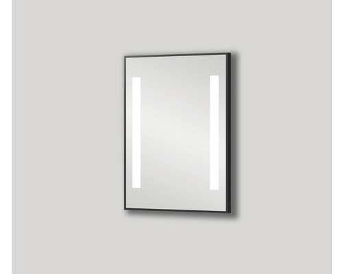 Zrcadlo s LED osvětlením DSK Black River v černém rámu matná 50 x 70 cm IP 24
