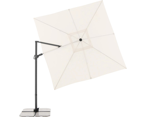 Čtvercový slunečník s boční nohou a stojanem pro venkovní použití