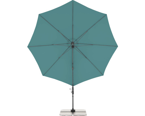 Otevřený zahradní slunečník se stojanem