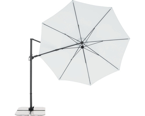 Bílý slunečník s boční nohou se základnou
