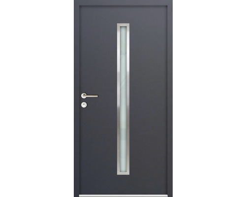 Vchodové dveře vedlejší Steel Standart 01 1000 x 2100 mm levé antracit Vchodové dveře se skleněnou vložkou