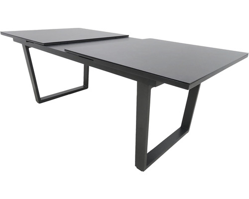 Rozkládací jídelní stůl s kovovým rámem a deskou stolu